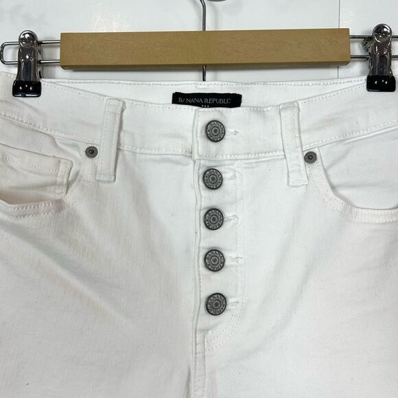 Banana Republic Jeans Womens Size 27 White Cropped Bootcut Button Fly High Rise - Picture 5 of 13